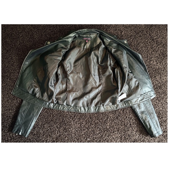 NEW Black Vegan Faux Leather Motto Jacket (Size Medium) - Picture 3 of 3